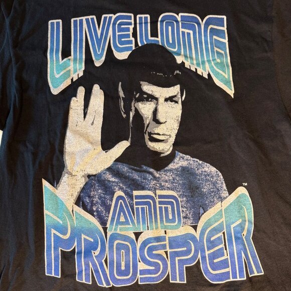 Star Trek Spock Live Long and Prosper Black T Shirt Men’s XL/TG - Picture 2 of 6